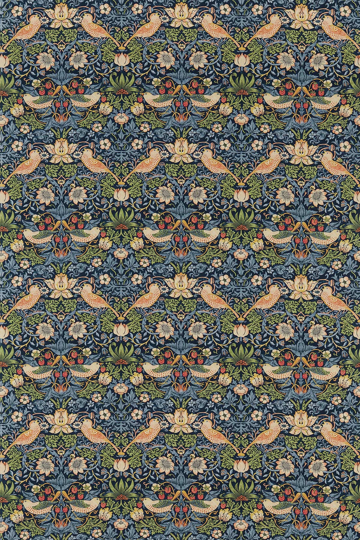 Strawberry Thief Fabric - Indigo / Mineral - by Morris