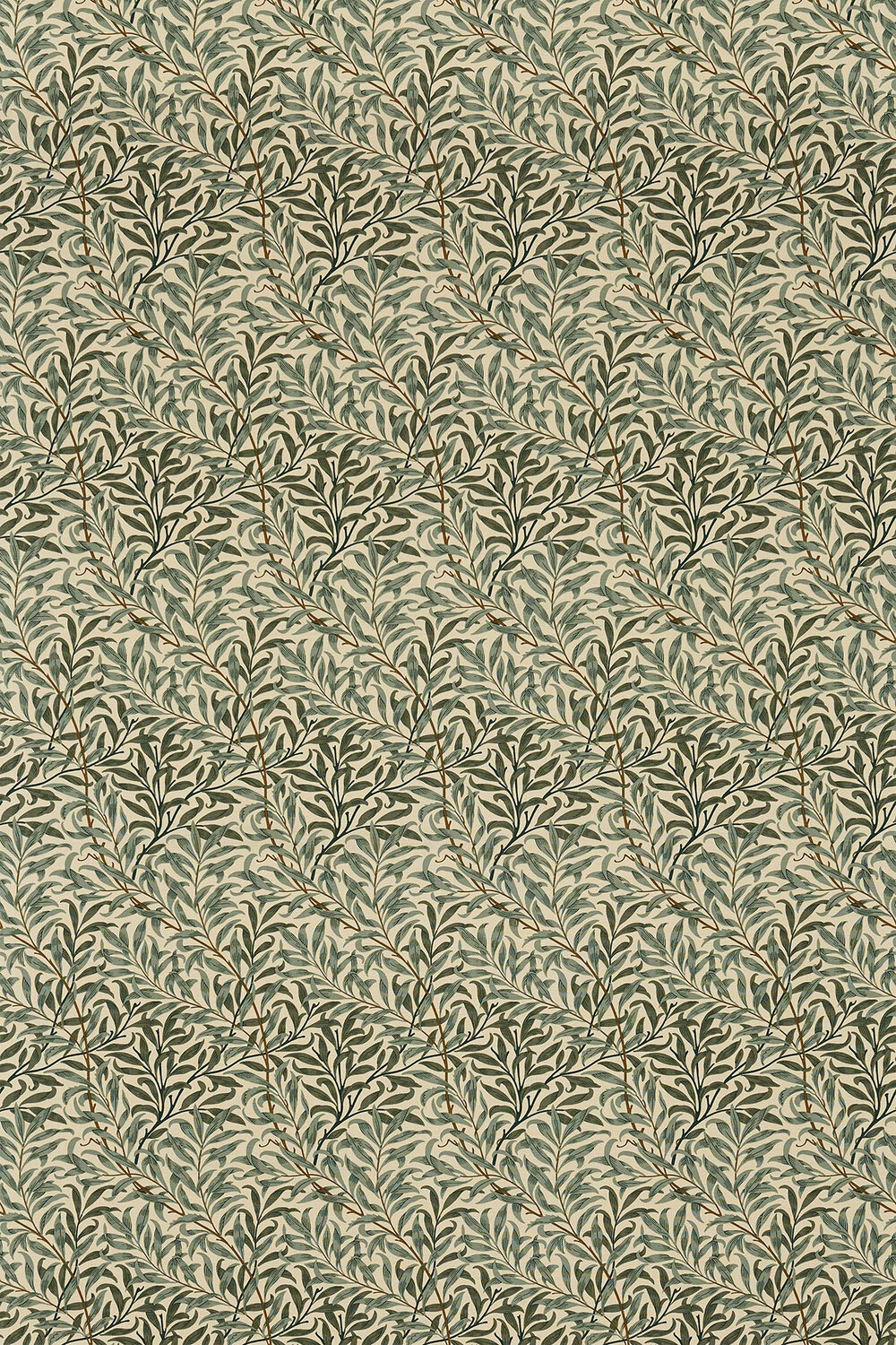 Willow Bough Fabric - Cream / Green - by Morris