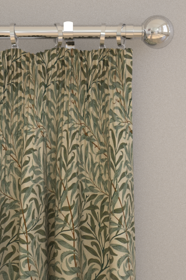 Willow Bough Curtains - Cream / Green - by Morris. Click for more details and a description.