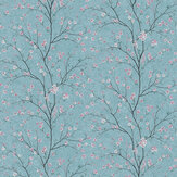 Blossom Wallpaper - Aqua - by Metropolitan Stories. Click for more details and a description.