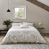 Pure Bachelor's Button Duvet Cover - Stone and Linen - by Morris. Click for more details and a description.