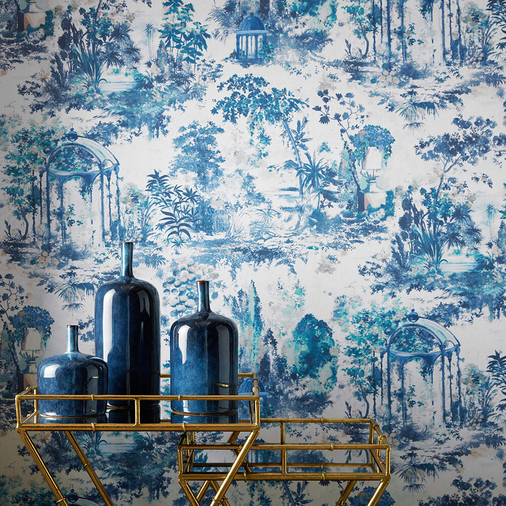 Pavilion Wallpaper - Lupin Blue - by 1838 Wallcoverings