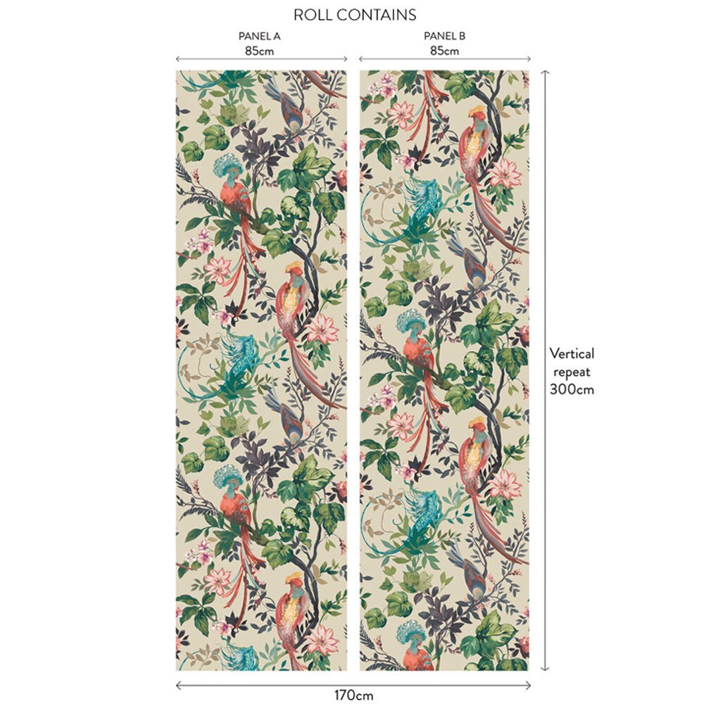 Panoramique Bird Sonnet Mural - Laque - 1838 Wallcoverings