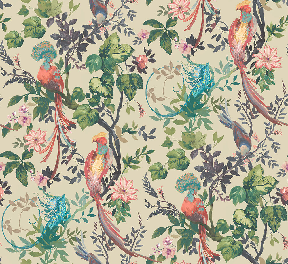 Panoramique Bird Sonnet Mural - Laque - 1838 Wallcoverings