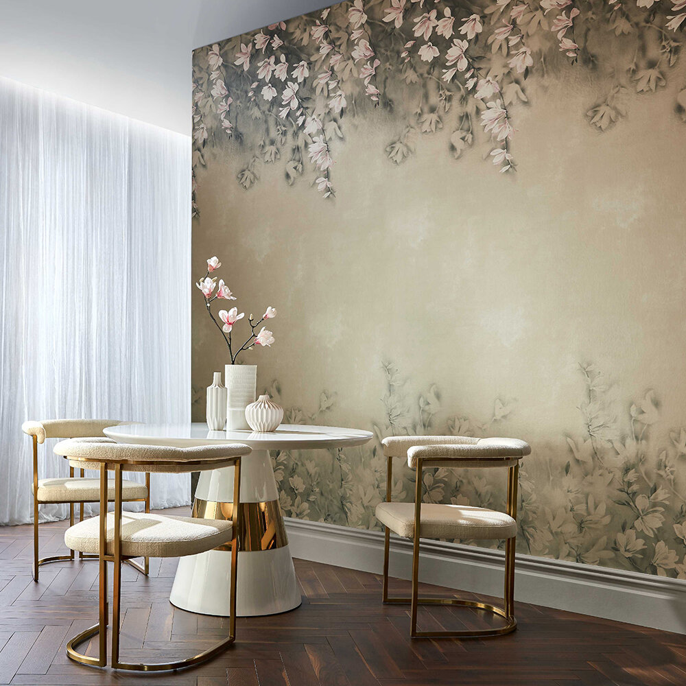 Trailing Magnolia Mural - Burnished Gold - by 1838 Wallcoverings