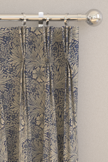 Marigold Curtains - Indigo / Linen - by Morris. Click for more details and a description.