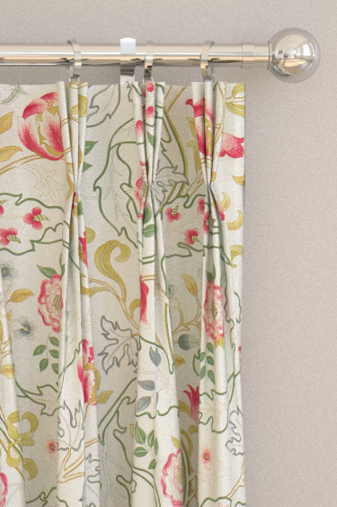Mary Isobel Curtains - Pink / Ivory - by Morris. Click for more details and a description.