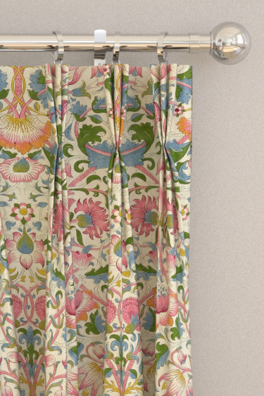 Lodden Curtains - Blush / Woad - by Morris. Click for more details and a description.