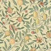 Fruit Minor Fabric - Ivory / Teal - by Morris. Click for more details and a description.