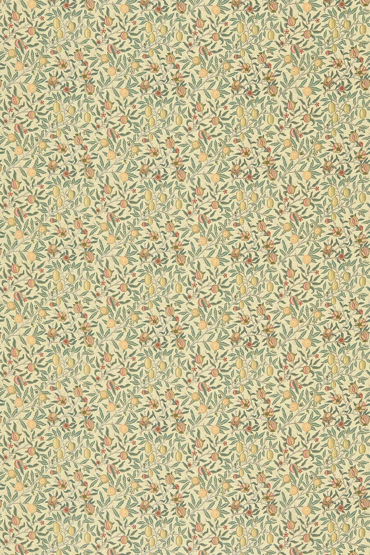 Fruit Minor Fabric - Ivory / Teal - by Morris