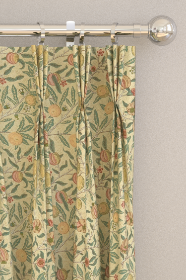 Fruit Minor Curtains - Ivory / Teal - by Morris. Click for more details and a description.