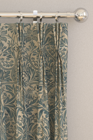 Bluebell Curtains - Seagreen / Vellum - by Morris. Click for more details and a description.
