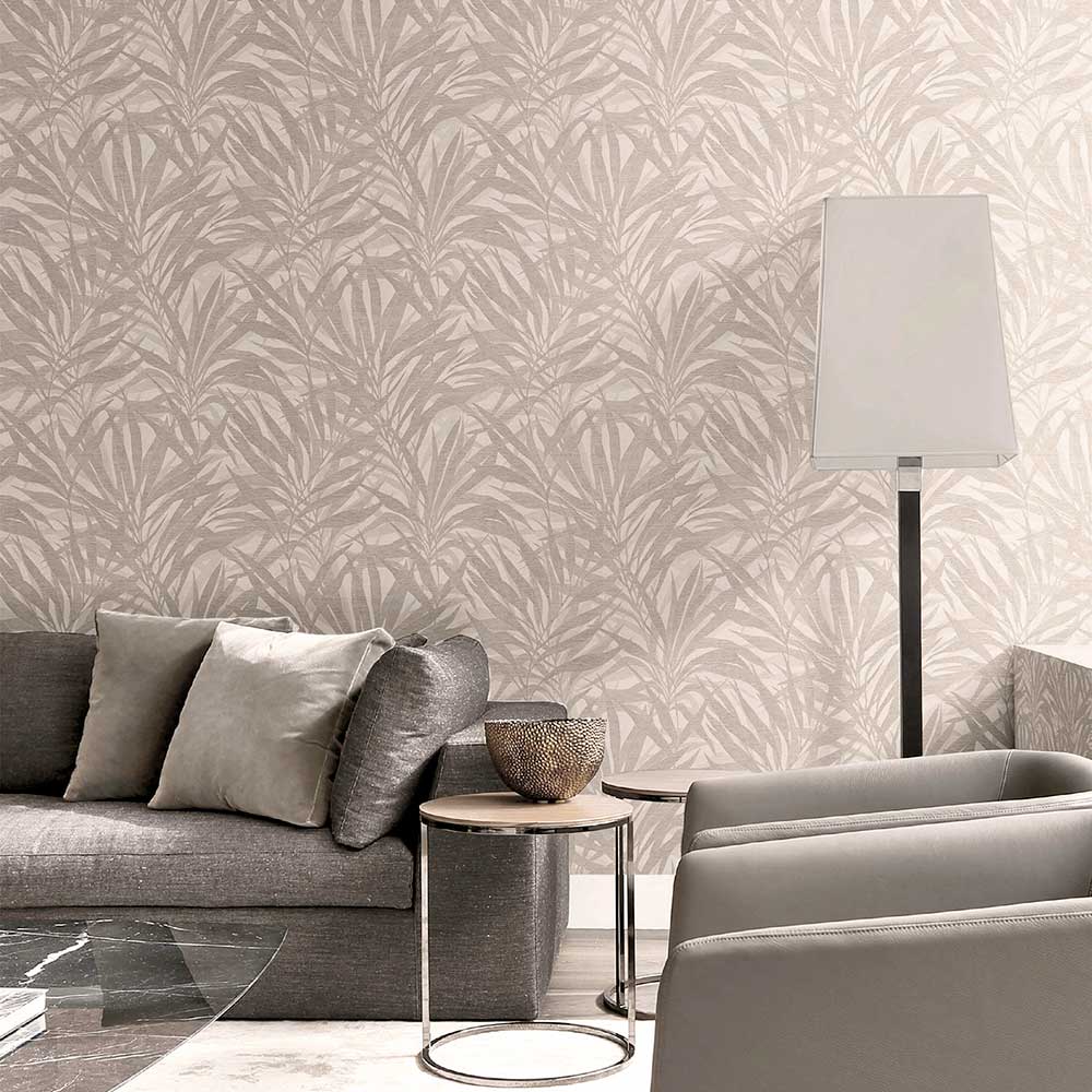 Luciano Palm Wallpaper - Beige - by Albany