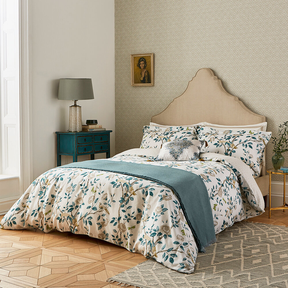 Andhara Oxford Pillowcase  - Teal and Cream - by Sanderson