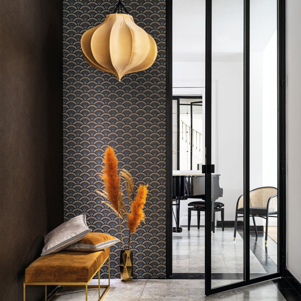 Otto Wallpaper - Carbone / Dore - by Casamance