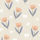 Fleur Wallpaper - Peach / Dusky Blue - by Hibou Home. Click for more details and a description.