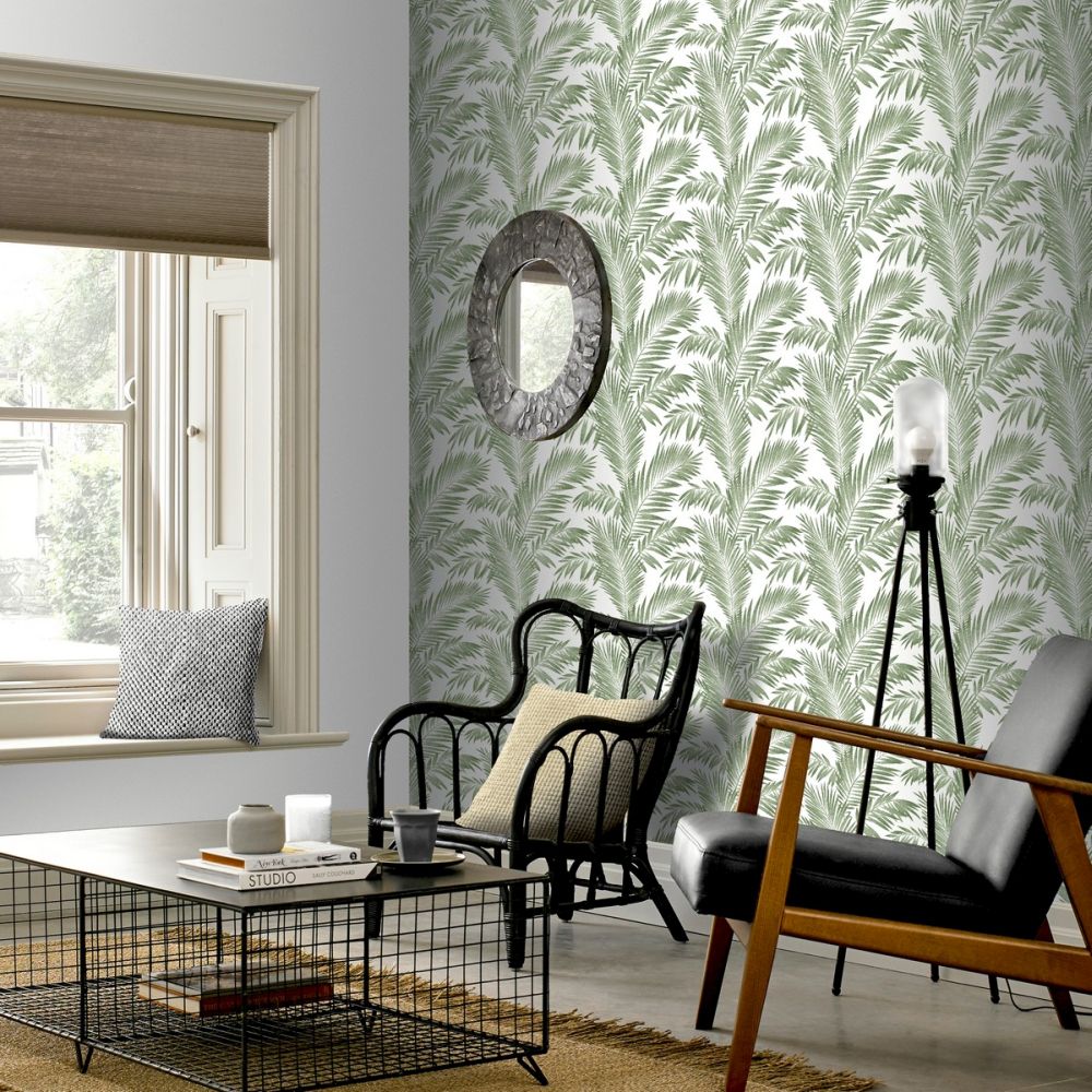 Tropical Palm Wallpaper - Green - by Arthouse