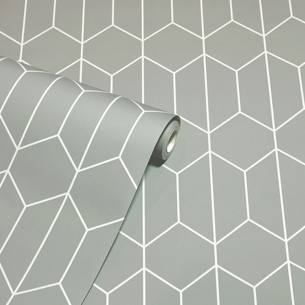 Linear Geo Wallpaper - Grey - by Arthouse