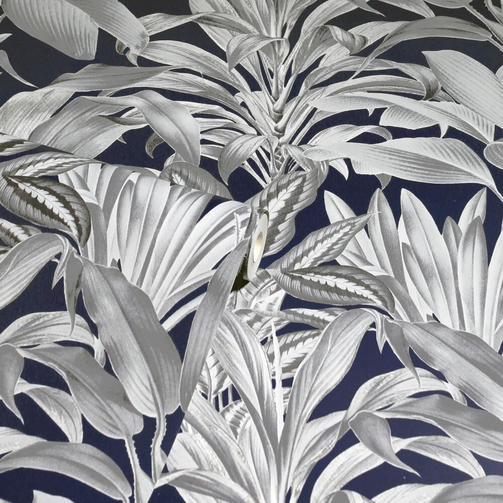 Greenhouse Plants Wallpaper - Navy - by Arthouse
