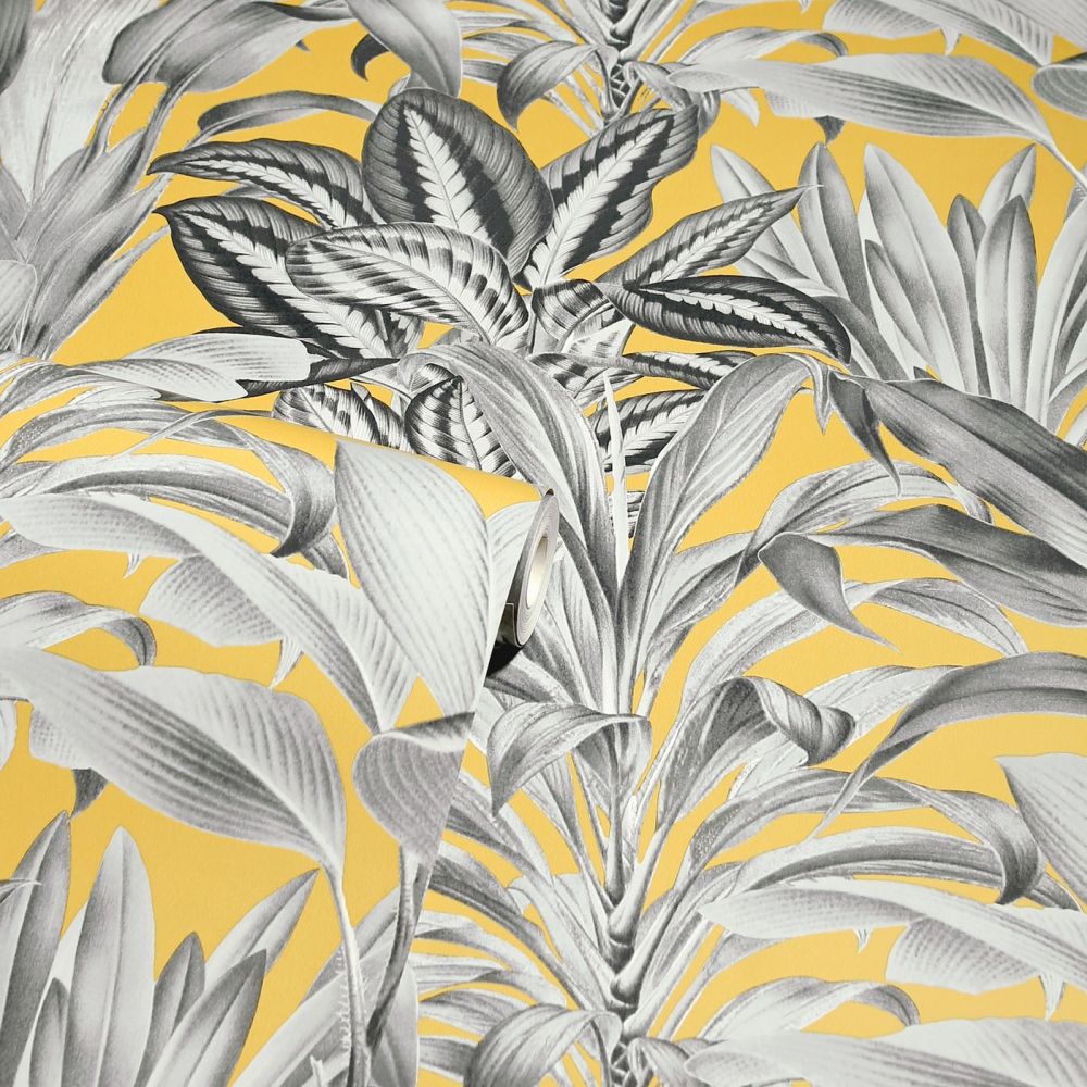 Greenhouse Plants Wallpaper - Ochre - by Arthouse