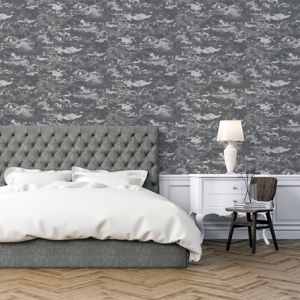 Patina Wallpaper - Grey / Silver - by Arthouse
