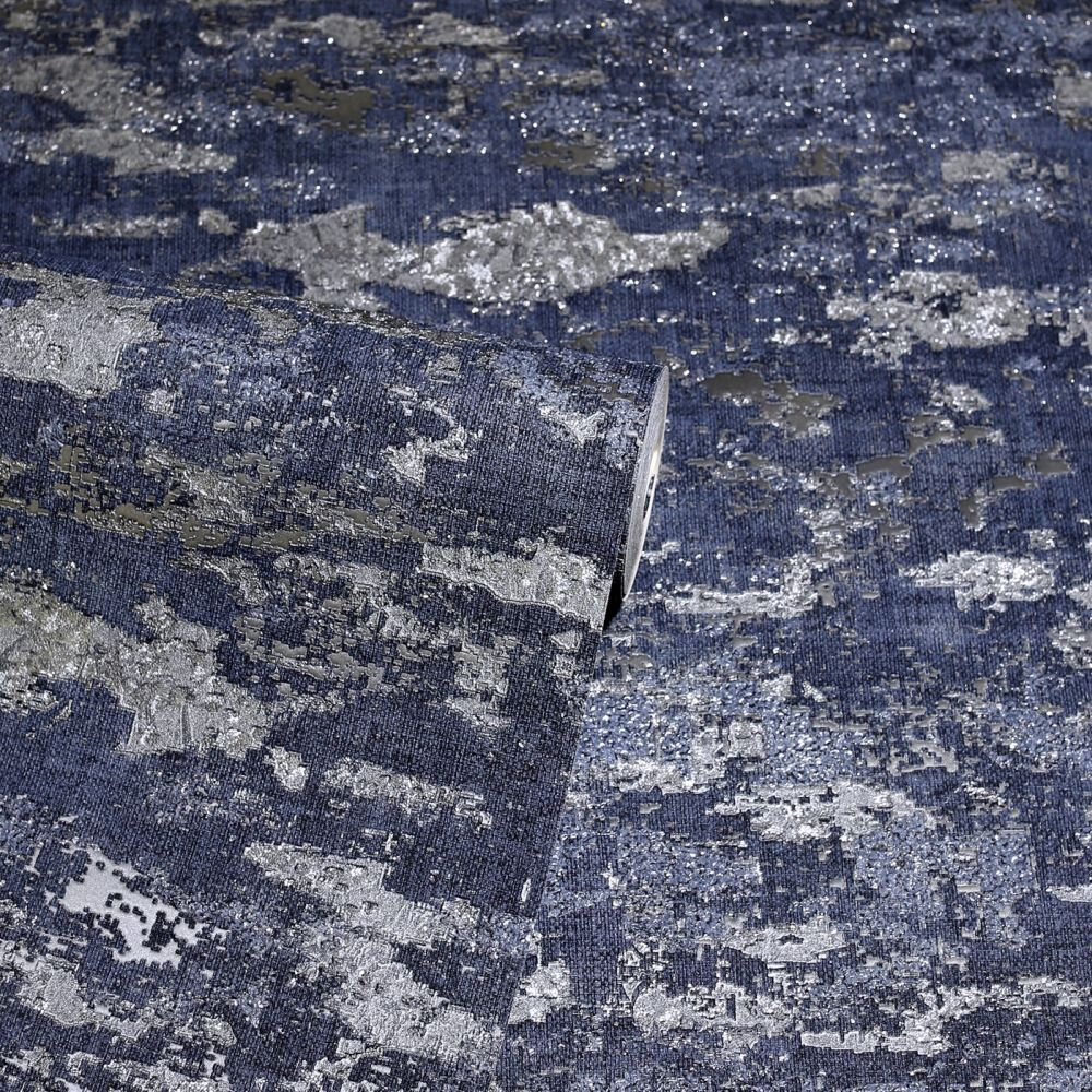 Patina Wallpaper - Navy / Silver - by Arthouse
