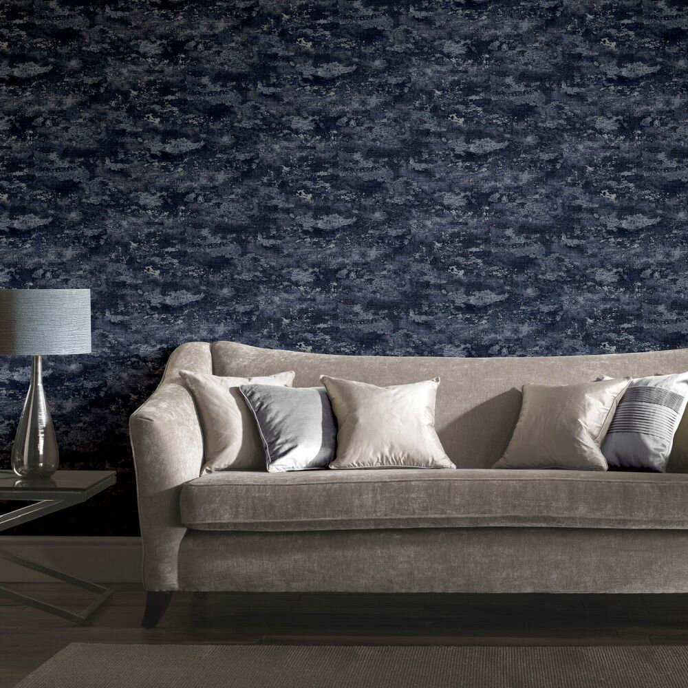 Patina Wallpaper - Navy / Silver - by Arthouse