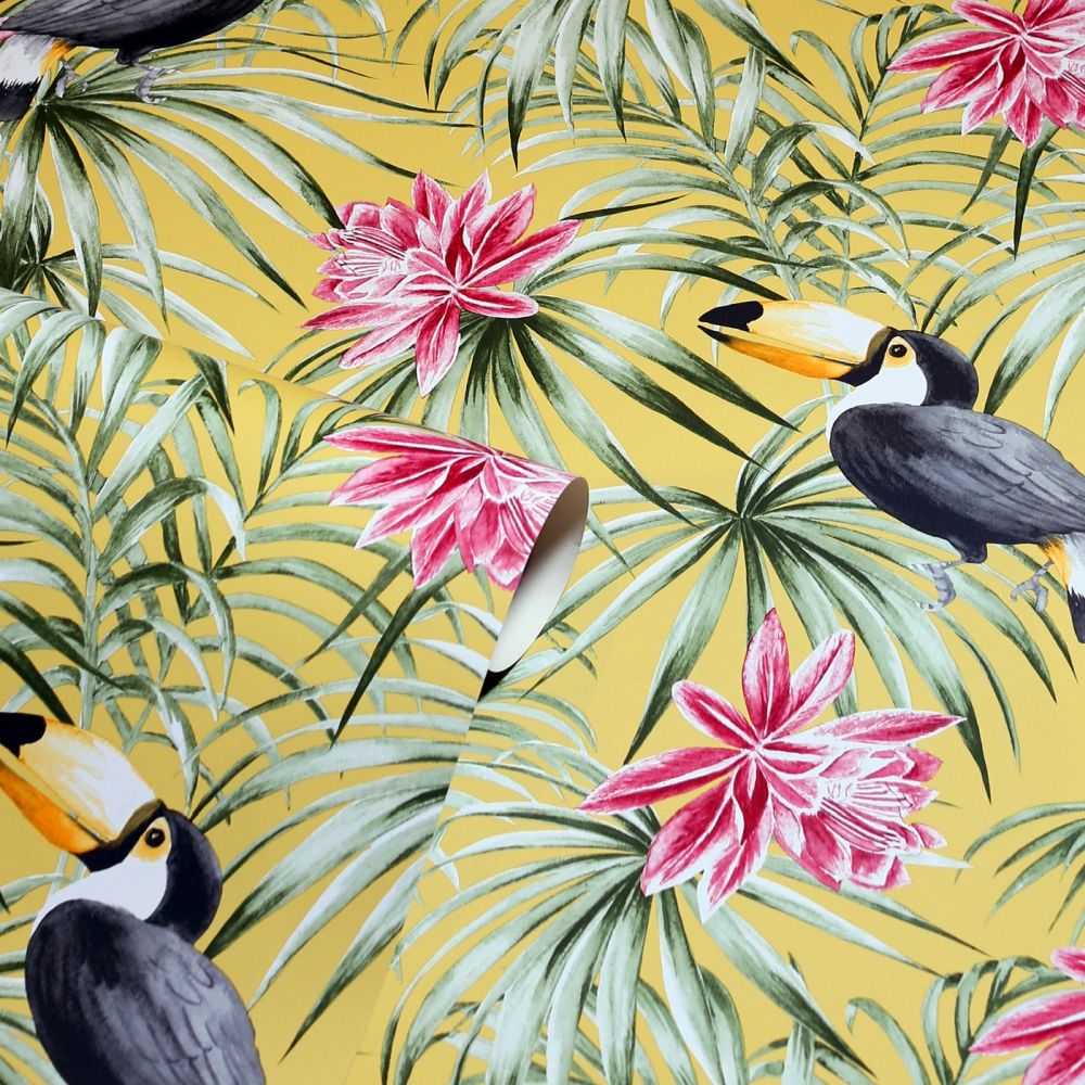 Toucan Wallpaper - Ochre - by Arthouse