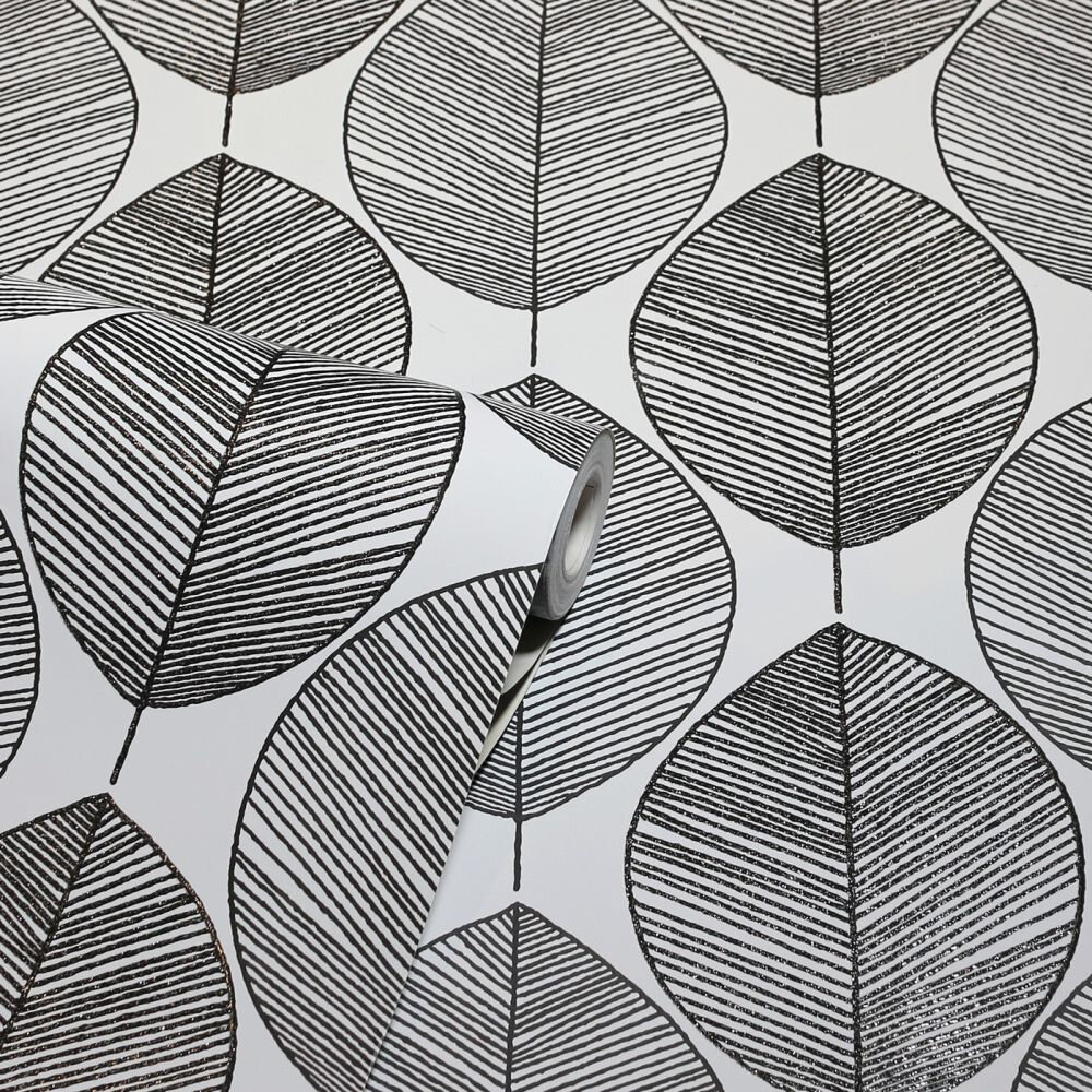 Scandi Leaf Wallpaper - Mono - by Arthouse