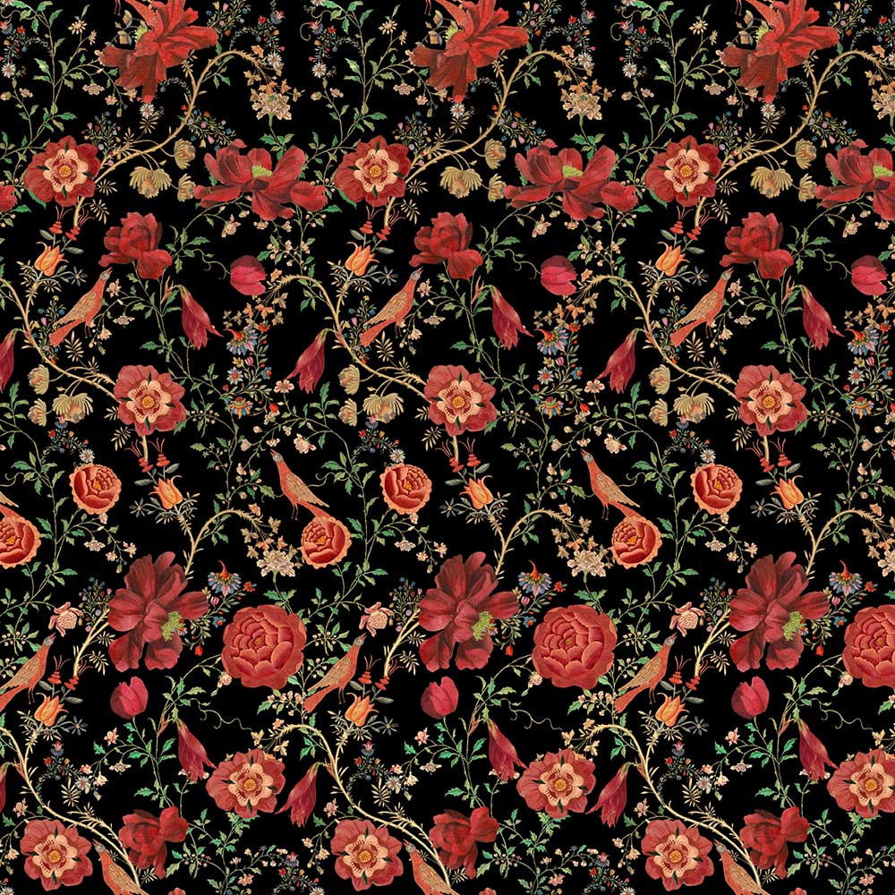 Transsilvaniae Florilegium Mural - Green / Red / Black - by Mind the Gap