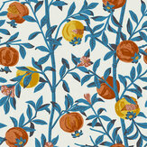Granatapple Wallpaper - Blue / Orange - by Boråstapeter. Click for more details and a description.