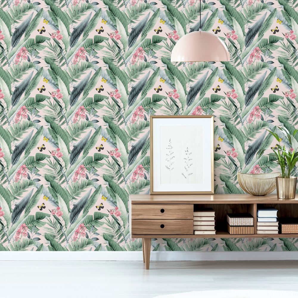 Lush Tropical Wallpaper - Blush - by Arthouse