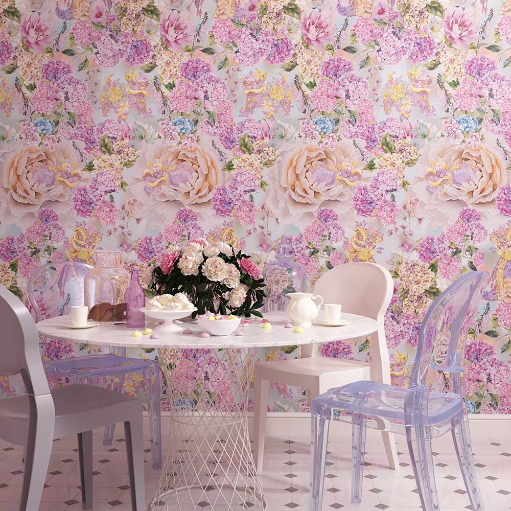 Snapdragon Mural - Pink / Gold - by Hattie Lloyd