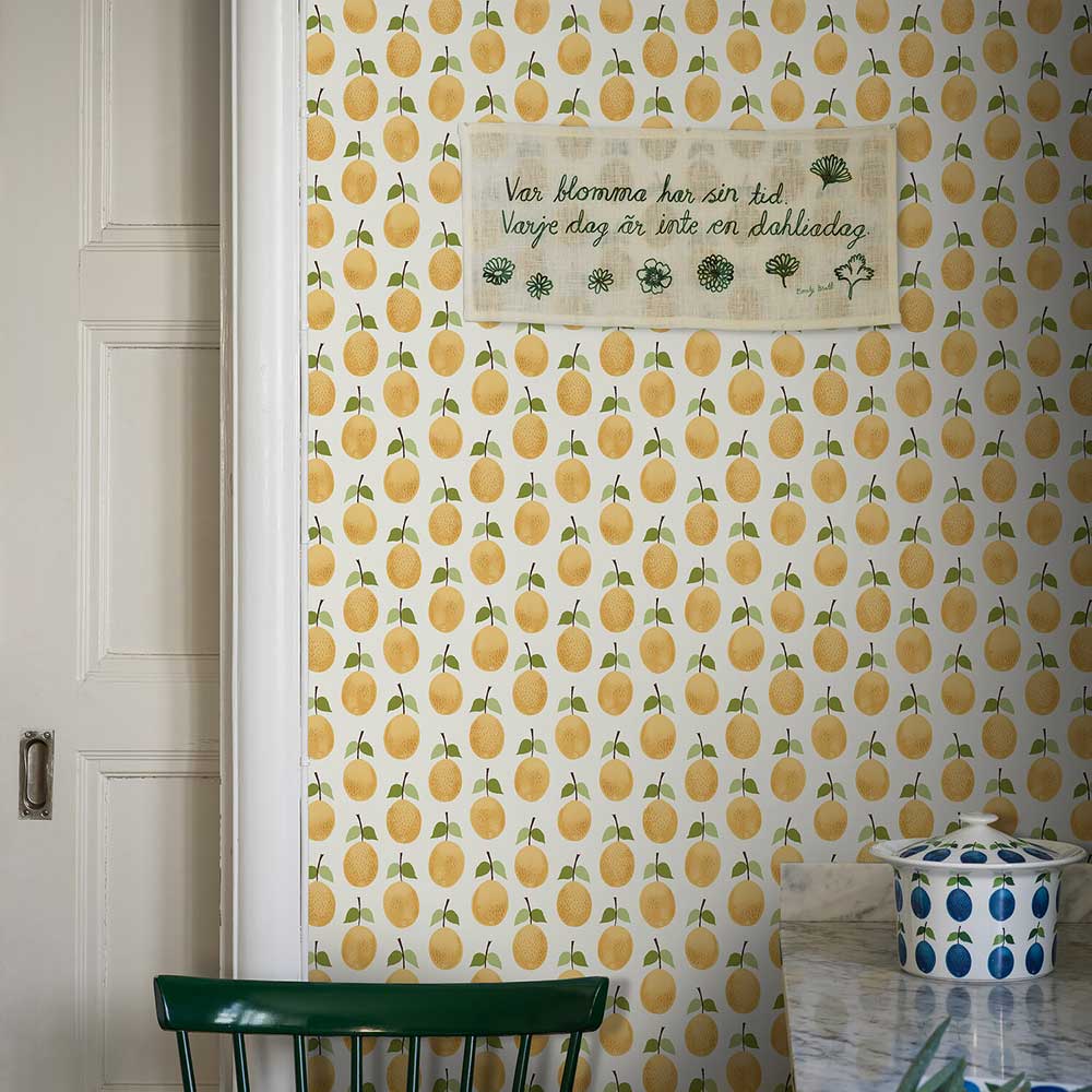 Prunus Wallpaper - Yellow - by Boråstapeter