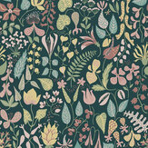 Herbarium Wallpaper - Green multi-coloured - by Boråstapeter. Click for more details and a description.