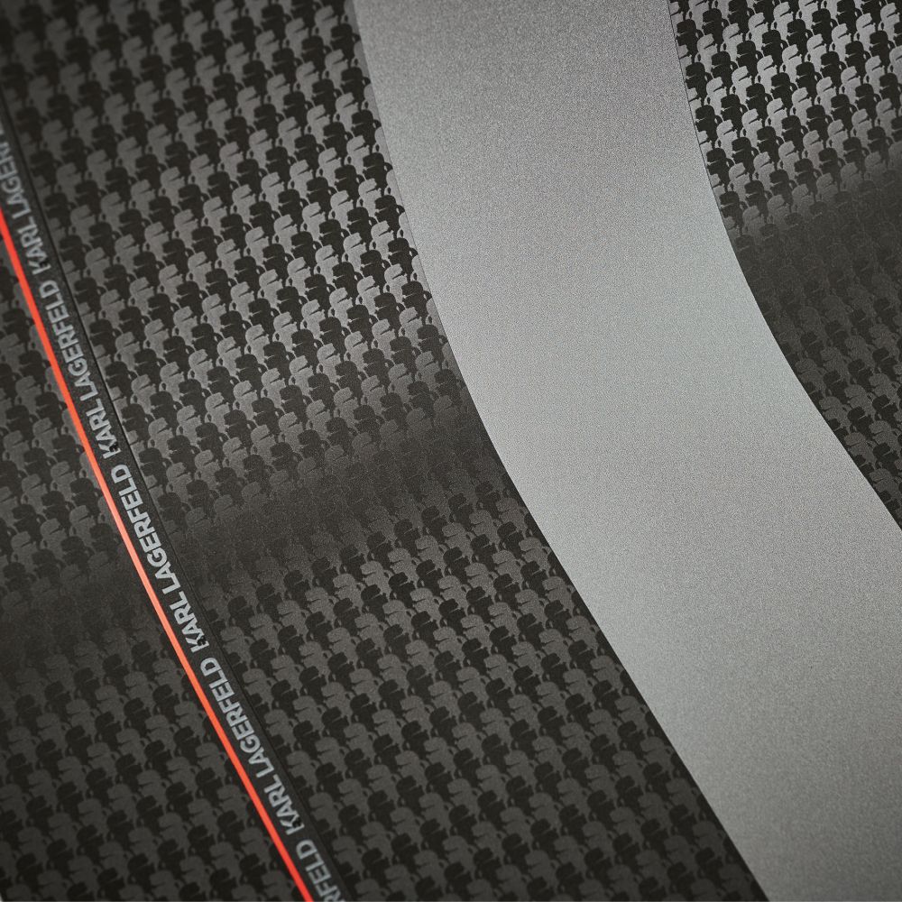 Ribbon Wallpaper - Charcoal - by Karl Lagerfeld