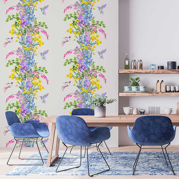 Hummingbird Wallpaper - Stone - by Lola Design
