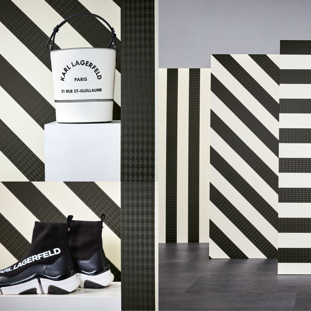 Stripes Wallpaper - Black / White - by Karl Lagerfeld