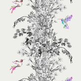Hummingbird Wallpaper - Black / White / Stone - by Lola Design. Click for more details and a description.