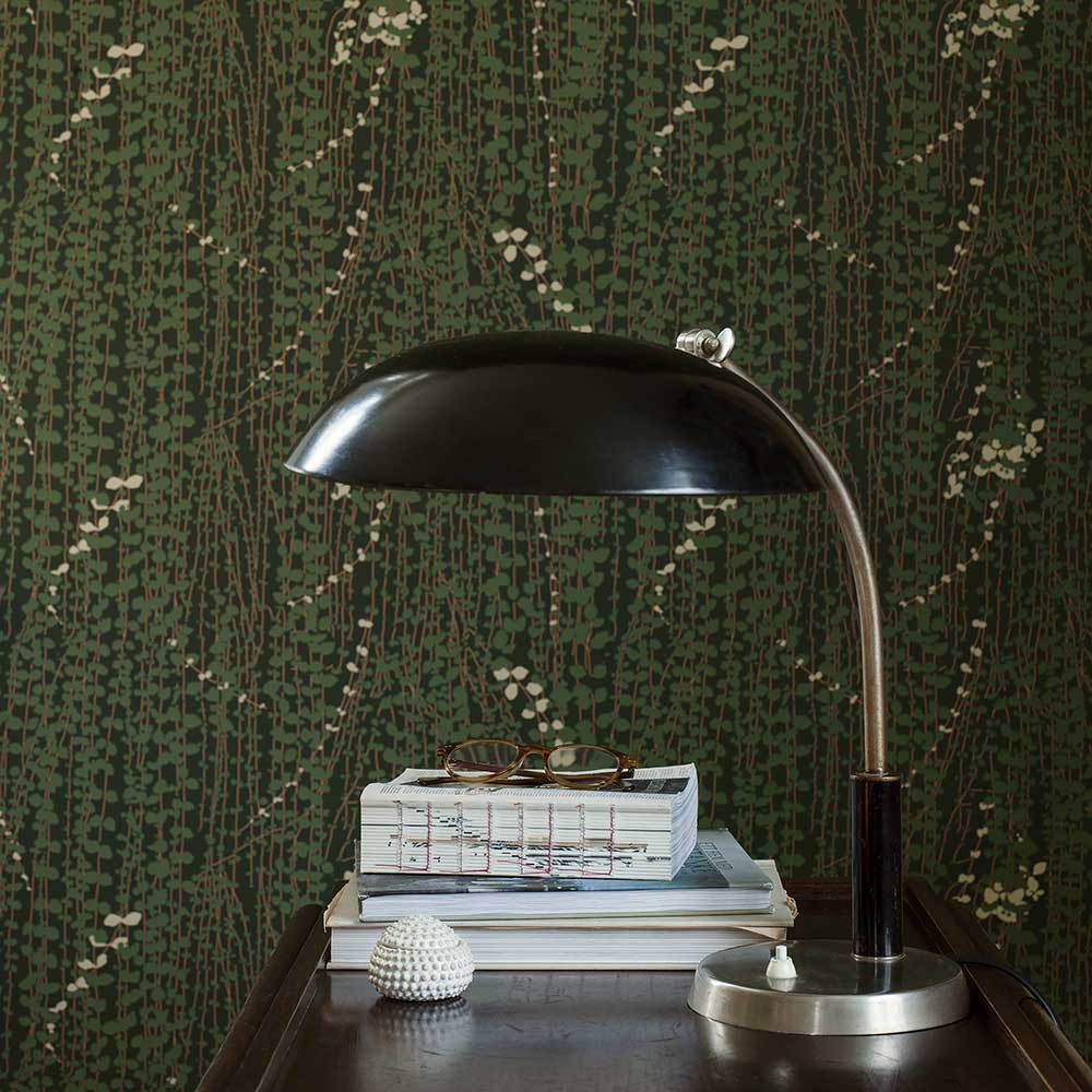 Ranke Wallpaper - Dark Green - by Boråstapeter