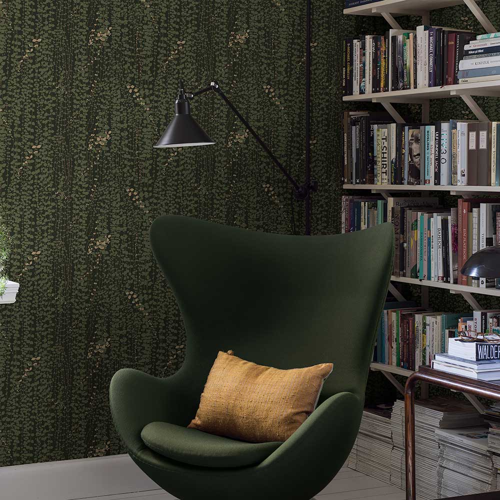 Ranke Wallpaper - Dark Green - by Boråstapeter