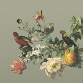 Bird & Flower Mural - Pastel Green - by Eijffinger
