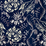 Folk Embroidery Wallpaper - Indigo - by Mind the Gap. Click for more details and a description.