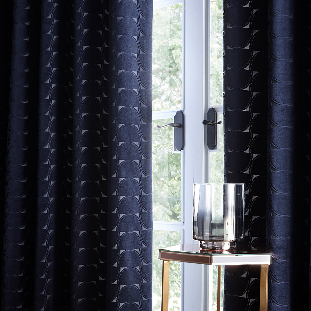 Lucca Eyelet Curtains Ready Made Curtains - Midnight - by Studio G