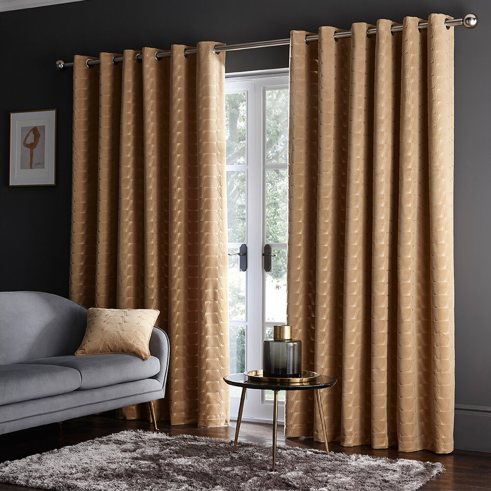 Lucca Eyelet Curtains Ready Made Curtains - Ochre - by Studio G
