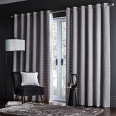 Lucca Eyelet Curtains Ready Made Curtains - Silver - by Studio G. Click for more details and a description.