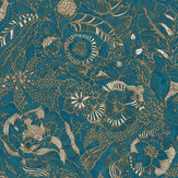 Floral Etching Wallpaper - Teal - by Eijffinger. Click for more details and a description.