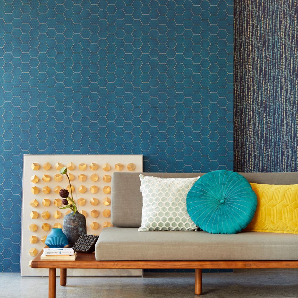 Geometric Wallpaper - Blue - by Eijffinger