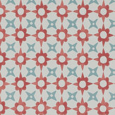 Tassi Wallpaper - Red/ Aqua - by Jane Churchill