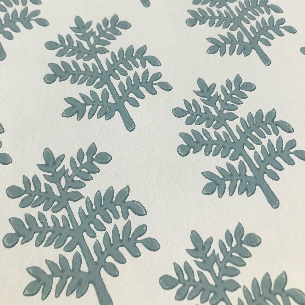 Rowan Wallpaper - Blue - by Jane Churchill